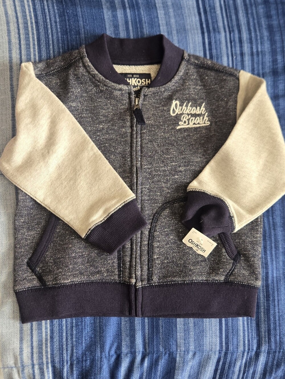 OshKosh B'gosh Navy & Cream Zip Front Hoodie